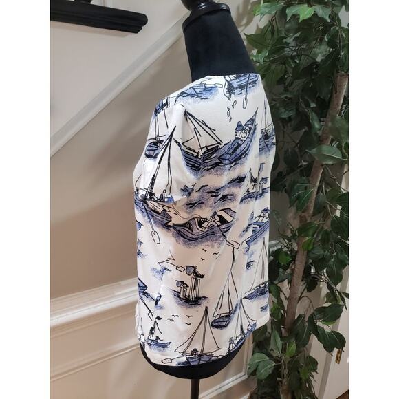 Weekends by Chico's T-Shirt Women Size 0/S Multicolor Geometric Print Cap Sleeve - Picture 14 of 14